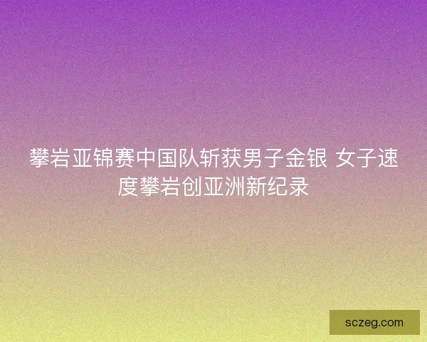 攀岩亚锦赛中国队斩获男子金银 女子速度攀岩创亚洲新纪录